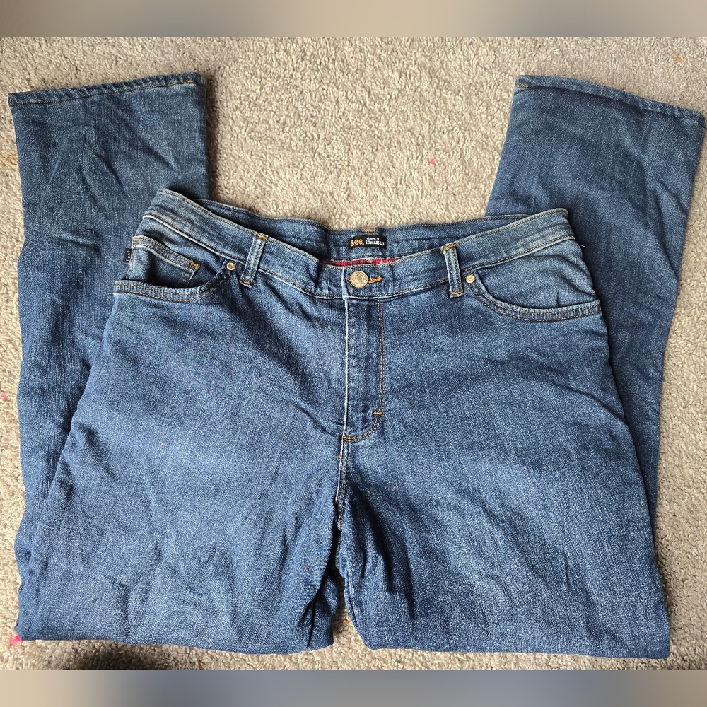 Lee 16 Blue Fleece Lined Straight Jeans